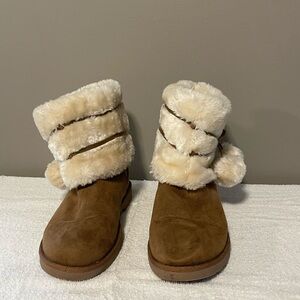 Cozy Brown Ankle Boots with Faux Fur Trim